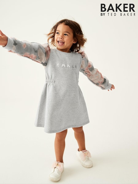 Baker by Ted Baker (0-13yrs) Grey Organza Sweat Dress (C05260) | 14 € - 18 €