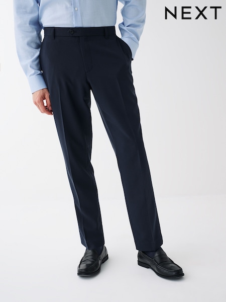 Navy Blue Tailored Fit Machine Washable Plain Front Smart Trousers (C05370) | AED52