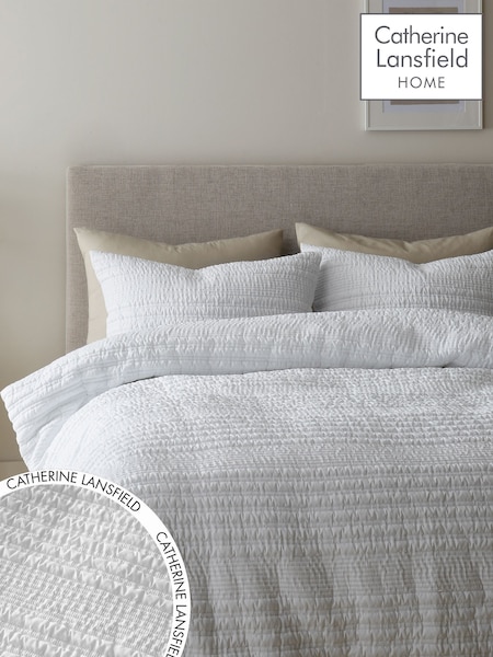 Catherine Lansfield White Lennon Stripe Duvet Cover Set (C05454) | €23 - €42