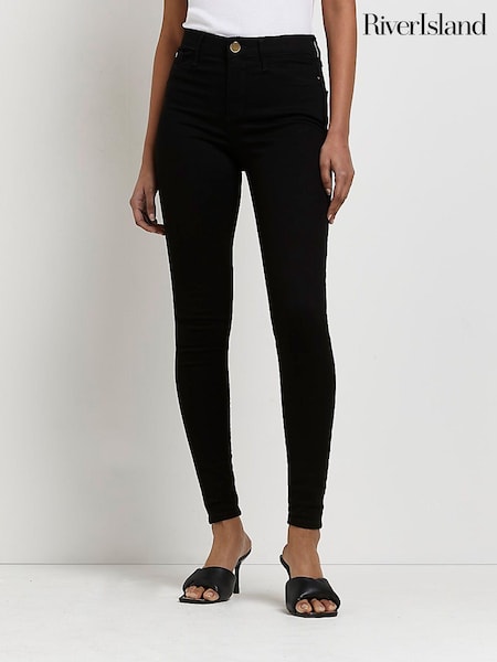 River Island Black Mid Rise Super Skinny Jeans (C05478) | €26
