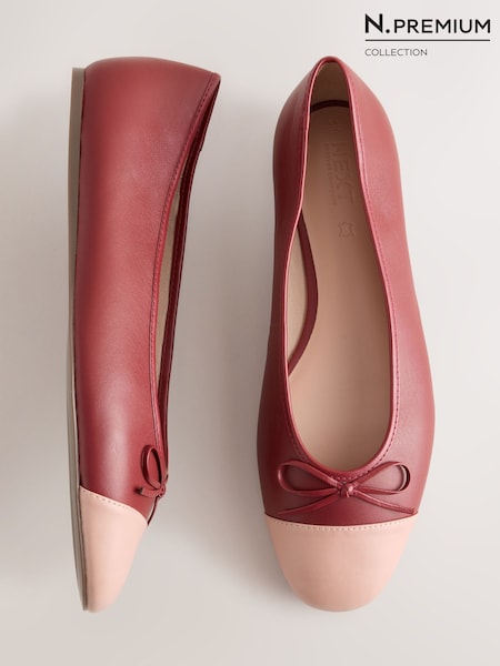 Red - Forever Comfort® Leather Toe Cap Ballet Flats
