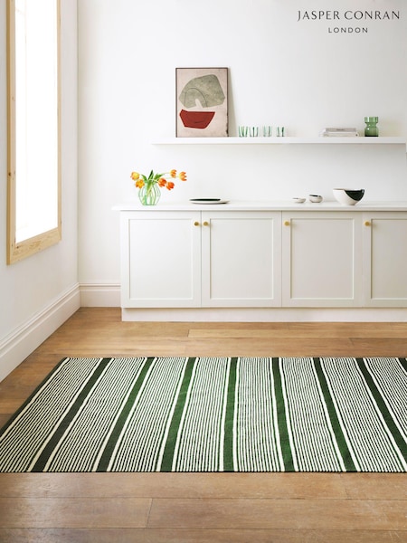 Jasper Conran London Green Stripe Wool Rug (C05518) | €143 - €293