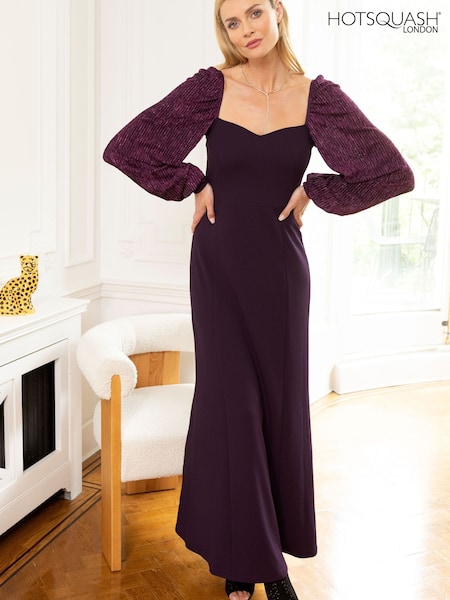 Vijolična - Hot Squash Purple Sweetheart Neckline Maxi Dress