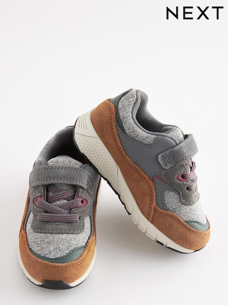 Grey/Brown Elastic Lace Trainers (C05662) | €25 - €27