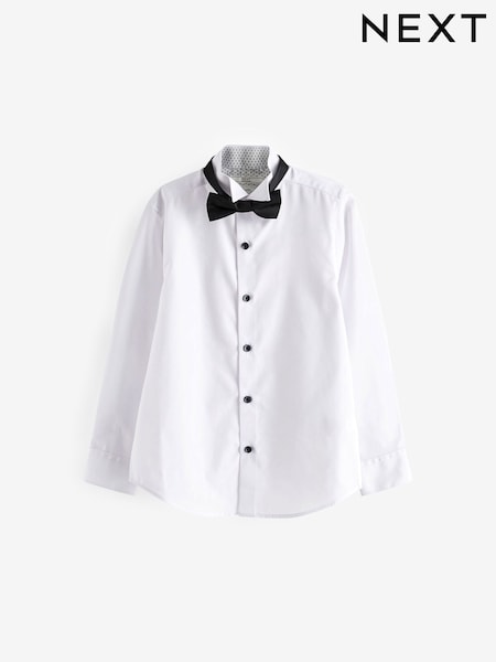 White Long Sleeve Smart Shirt with Bowtie (3-16yrs) (C05820) | €21 - €28