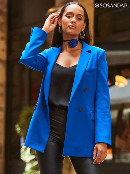 Sosandar Blue Relaxed Double Breasted Blazer (C05854) | €72