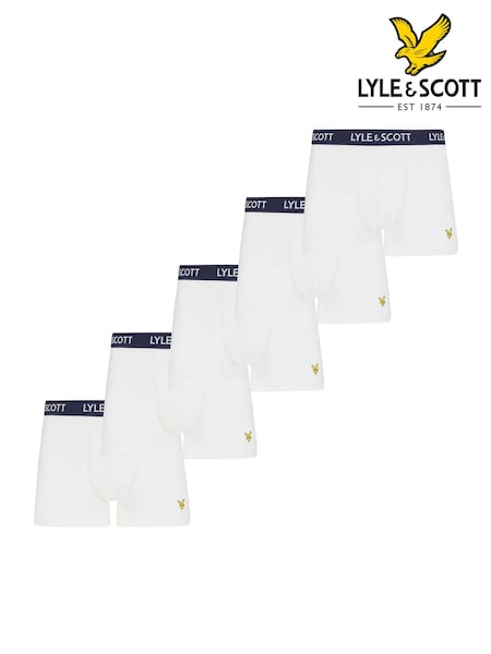 Lyle & Scott White Miller Underwear White Trunks 5 Pack (C05946) | €59