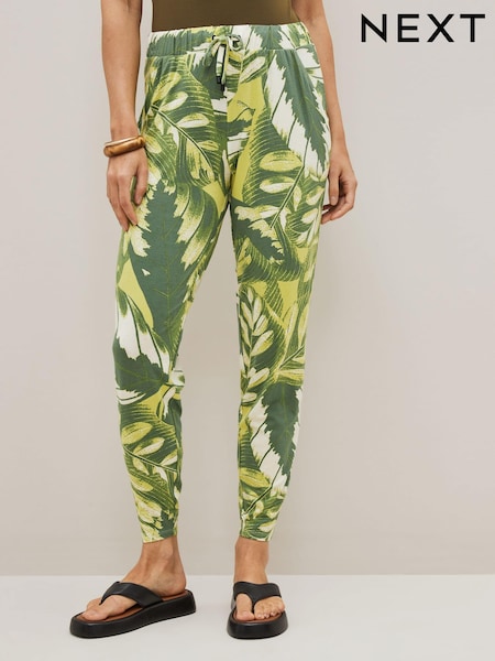 Green Palm Print Jersey Joggers (C05970) | €6