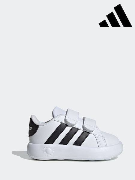 adidas White/Black Kids Grand Court 2.0 Shoes (C06095) | R$ 225