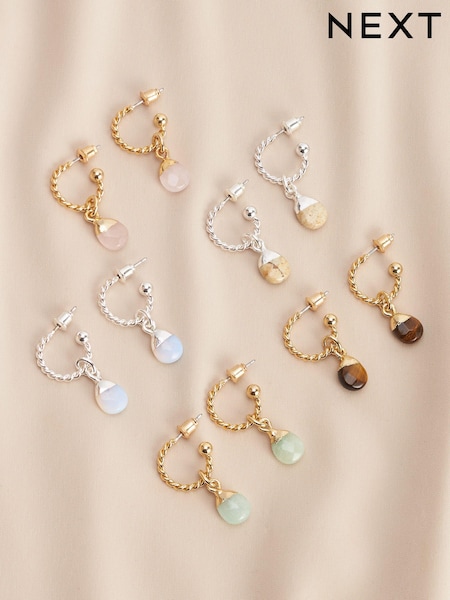 Gold Tone/Silver Tone Semi Precious Stone Hoop Earrings (C06159) | €3