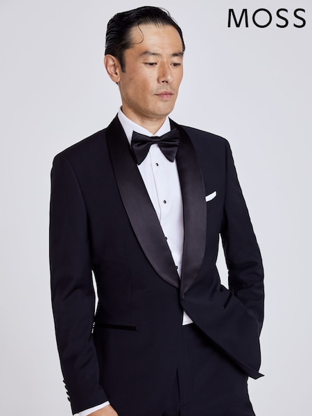 MOSS Black Tailored Fit Performance Dresswear Notch Suit (C06248) | AED1,042