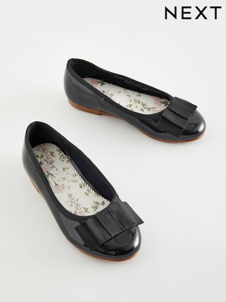 Navy Patent Bow Occasion Ballerinas Shoes (C06406) | €9 - €12