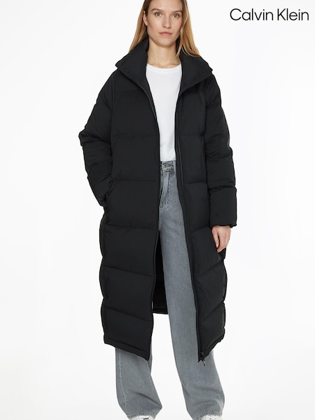 Calvin Klein Black Seamless Lofty Maxi Coat (C06481) | €164