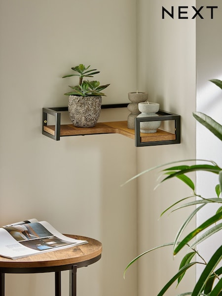 Dark Bronx Corner Wall Shelf (C06879) | $41