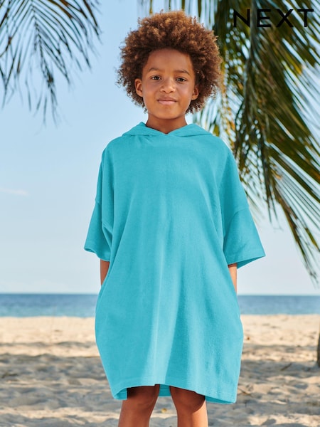 Aqua Blue Oversized Hooded Towelling Cover-Up (C06954) | €12.50 - €15.50