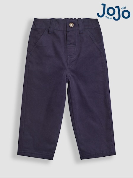 JoJo Maman Bébé Navy Jersey Lined Twill Trousers (C07152) | €35