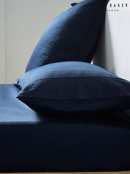 Ted Baker Blue Silky Smooth Plain Dye 100% Cotton Fitted Sheet (C07264) | 189 QAR - 296 QAR