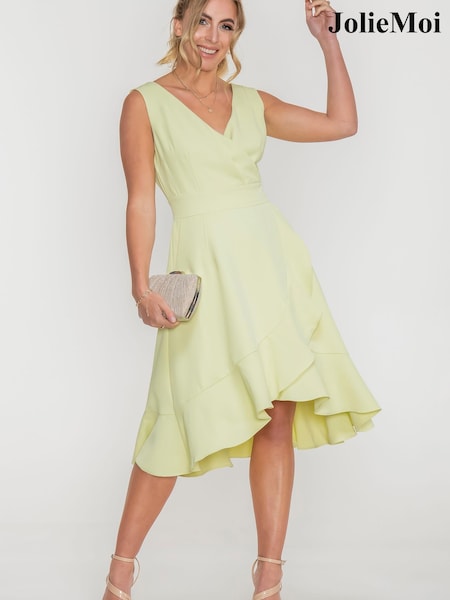 Jolie Moi Eliza Yellow Frill Hem Dress (C07598) | €39