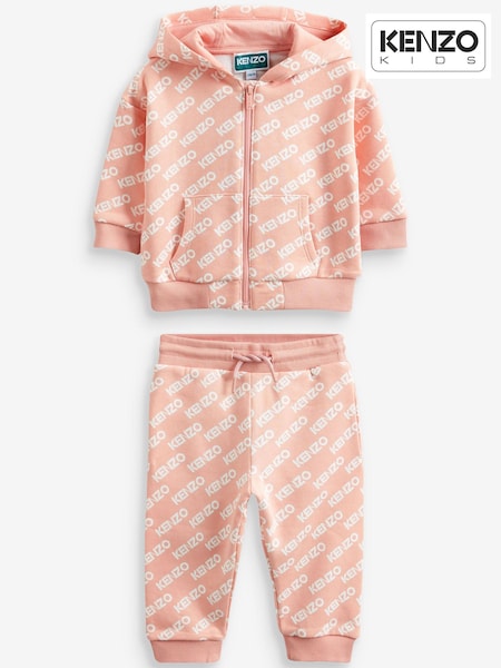 KENZO KIDS Baby Pink All Over Logo Hooded Tracksuit (C07599) | €59 - €62