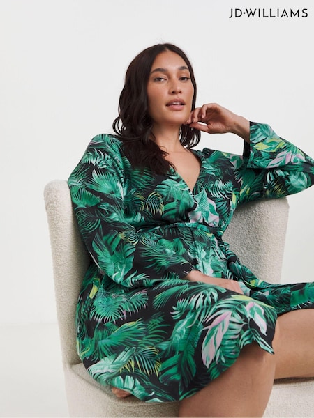 JD Williams Green Floral Tropical Robe (C07864) | €36