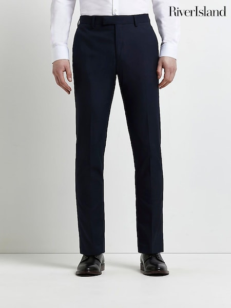 River Island Blue Twill Skinny Fit Trousers (C08122) | 173 QAR