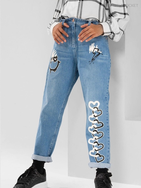 Angel & Rocket Mollie Graffiti Denim 100% Cotton Jeans (C08540) | 156 LEI - 177 LEI