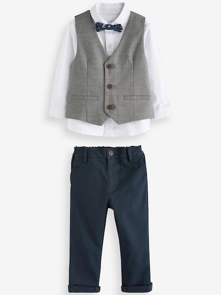 Grey Dogtooth Waistcoat, Shirt, Trousers & Bow Tie Set (3mths-9yrs) (C08804) | €22.50 - €25