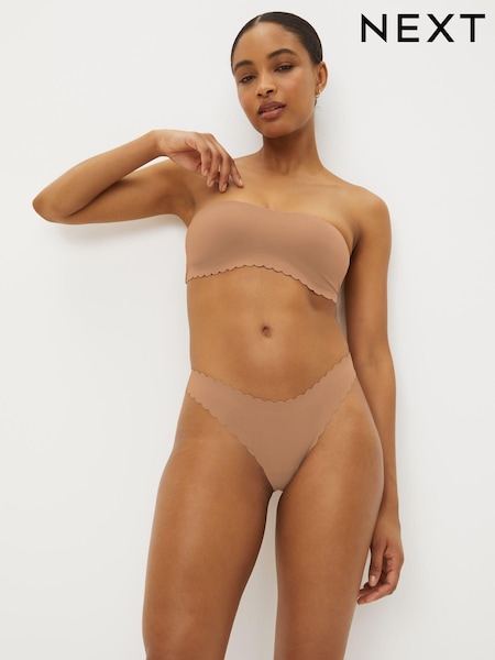 Praline Nude Thong No VPL Scallop Edge Knickers (C09198) | €9.50