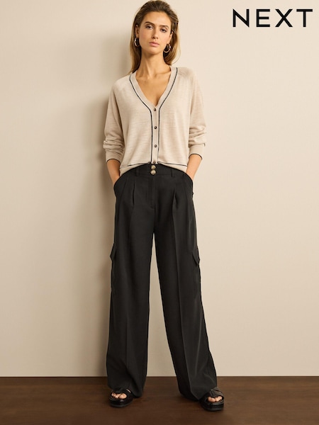Schwarz - Elegante Utility-Cargojeans mit weitem Bein (C09257) | 11 €