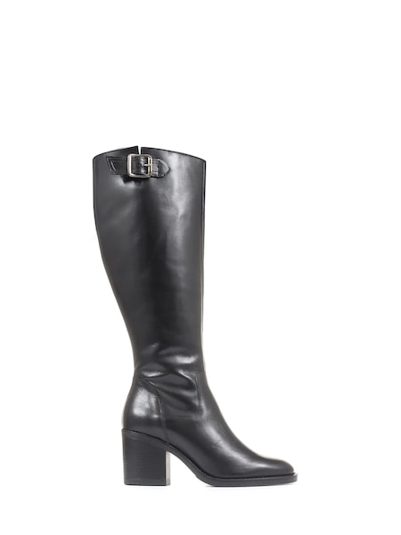 Jones Bootmaker Cesena Black Wide Leather Knee Boots (C09823) | €114