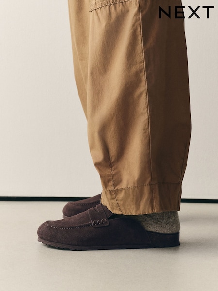 Chocolate Brown - Forever Comfort® Suede Footbed Loafer Mules