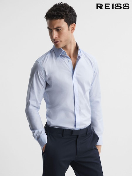 Reiss Blue Kiana Slim Fit Cotton Blend Shirt (C09907) | kr1 850