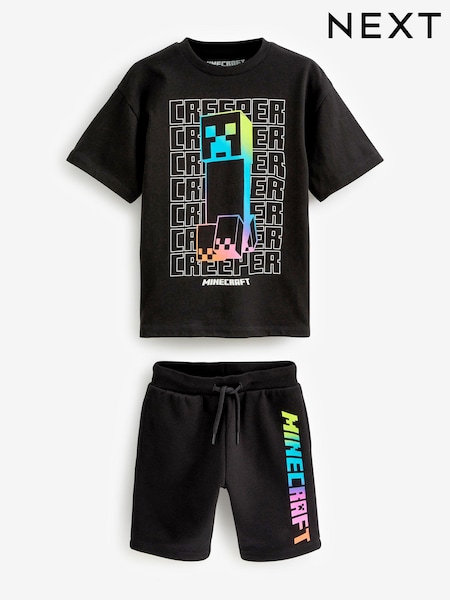 črna - Short Sleeve License 100% Cotton T-Shirt And Shorts Set (4-14yrs) (C10436) | € 15 - € 21