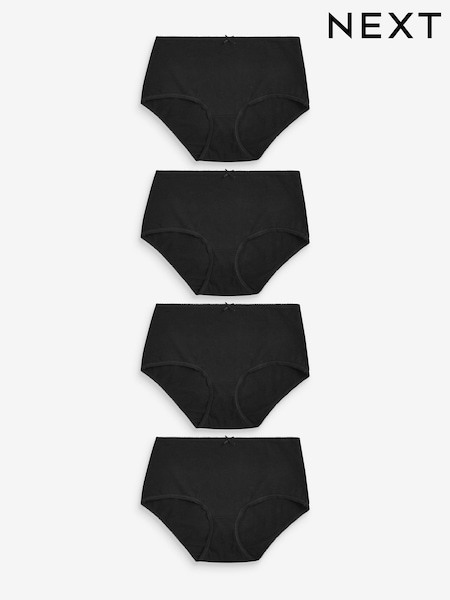 Black Midi Cotton Rich Knickers 4 Pack (C10564) | €14.50