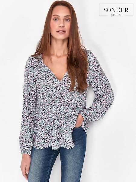 Sonder Studio Blue Confetti Print Blouse (C10772) | 20 €