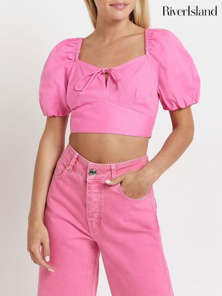 River Island Bright Pink Petite Milkmaid Top (C10802) | €20