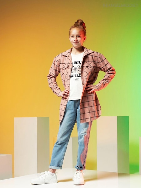 Angel & Rocket Pink Lillie Check Longline Shirt (C10825) | €13.50 - €17.50