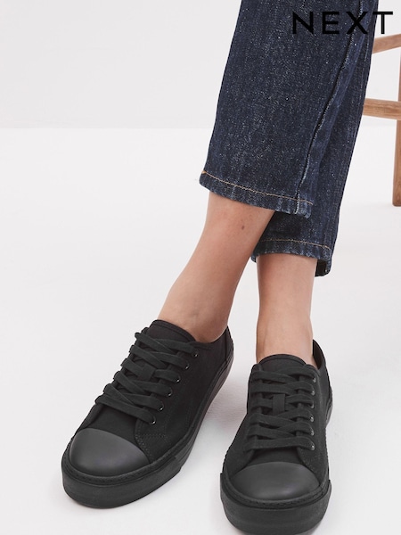 Черный - Forever Comfort® Baseball Canvas Trainers (C11022) | €26