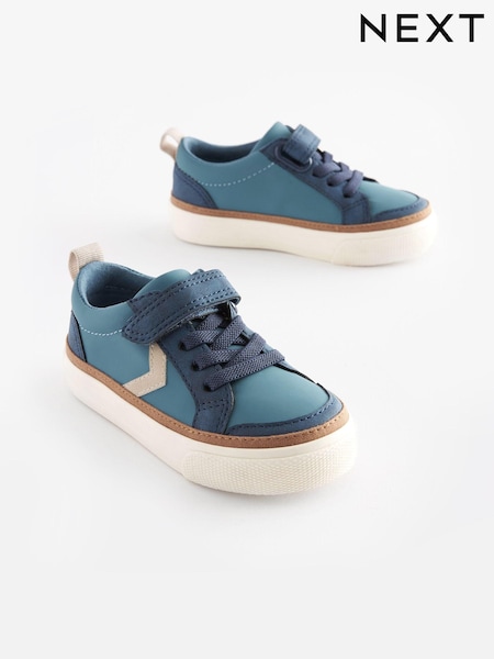 Bleumarin albasru/Alb - Ghete sport cu închidere cu scai și model zig zag (C11075) | 89 LEI - 104 LEI