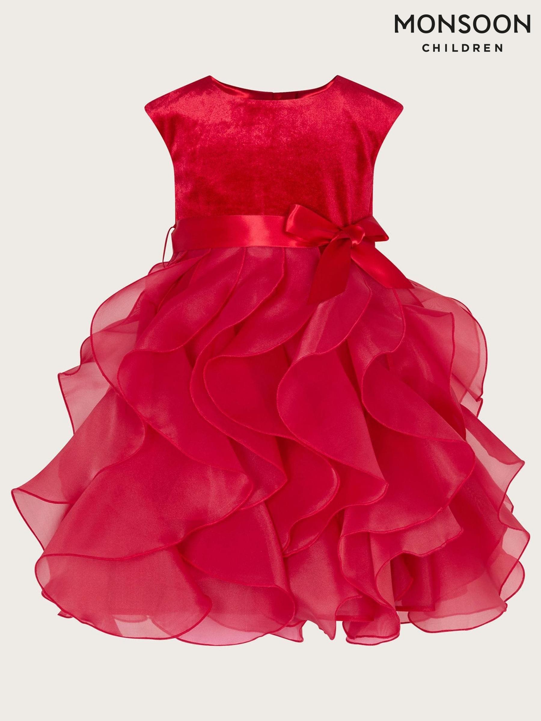 Monsoon red velvet dress discount