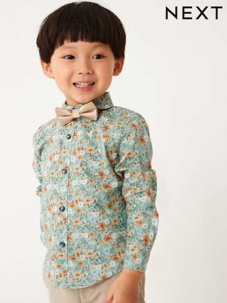 Green Smart Print Shirt With Bow Tie (3mths-7yrs) (C11320) | € 12 - € 13