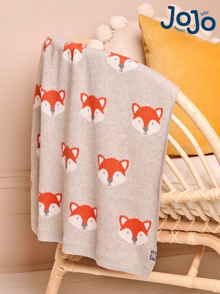 JoJo Maman Bébé Grey Fox Knitted Shawl (C11543) | €44