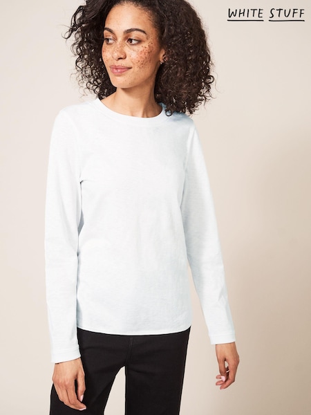 Weiß - White Stuff Plain Casey Long Sleeve T-Shirt (C11993) | 9 €