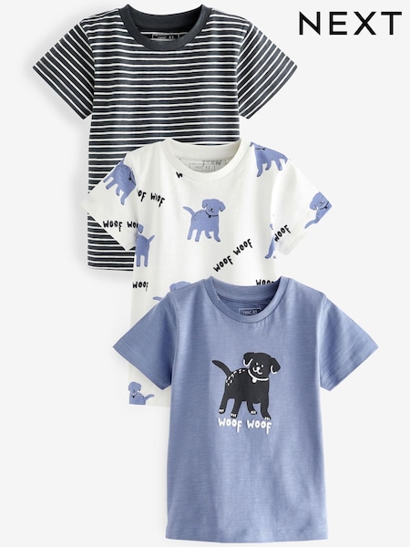 Marineblau - Animal Short Sleeve T-Shirt 3 Pack (3mths-7yrs) (C12377) | 13 € - 16 €
