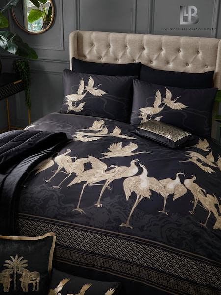 Laurence Llewelyn-Bowen Black Kireina 100% Cotton Duvet Cover and Pillowcase Set (C12966) | 223 QAR - 297 QAR