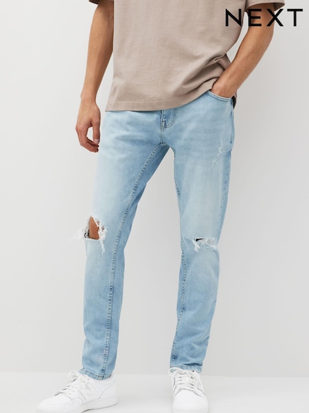 Bleach Light Blue Skinny Ripped Denim Jeans (C13470) | €12