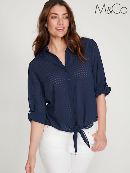 M&Co Blue Tie Front Blouse (C13529) | €11