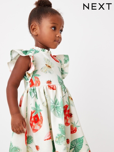 Green Strawberry Print Ponte Occasion Dress (3mths-7yrs) (C13806) | €12.50 - €13.50