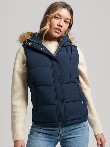 Superdry Blue Vintage Everest Faux Fur Gilet (C13850) | €60