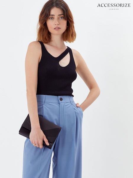Accessorize Black Satin Fold Over Clutch Bag (C13857) | kr357